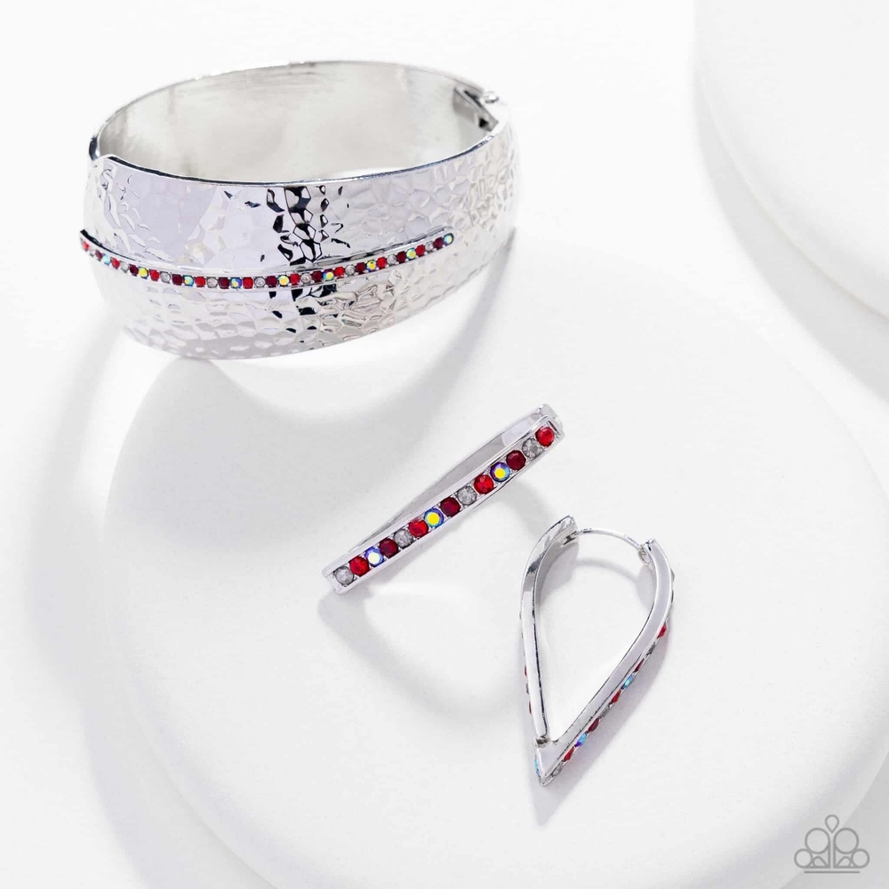 Silver and Red Jewelry Set